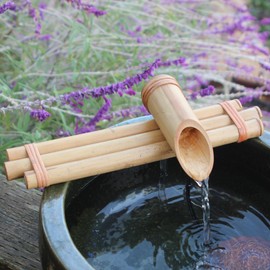 Bamboo Accents Zen Fountain Kit - Three-Arm, Split-Resistant Bamboo for DIY Indoor/Outdoor Oasis - for Large Containers (Bowl Not Included) (12" Three-Arm)