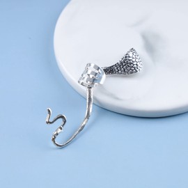 Cimenexe Punk Snake Ear Cuff Earring Retro Cobra Earrings Silver Snake Ear Crawler Earring Large Snake Stud Earring Exaggerated Animal Cartilage Clip Earring Jewellery for Women and Women