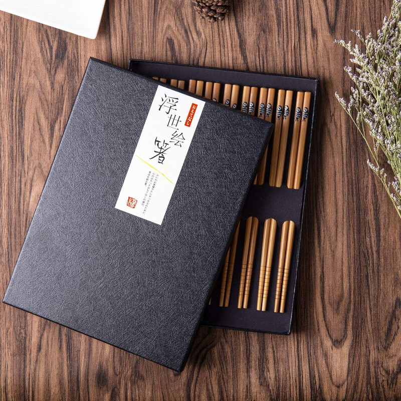 MELLIEX 10 Pairs of Chopsticks Japanese Bamboo Chopsticks Reusable Washable