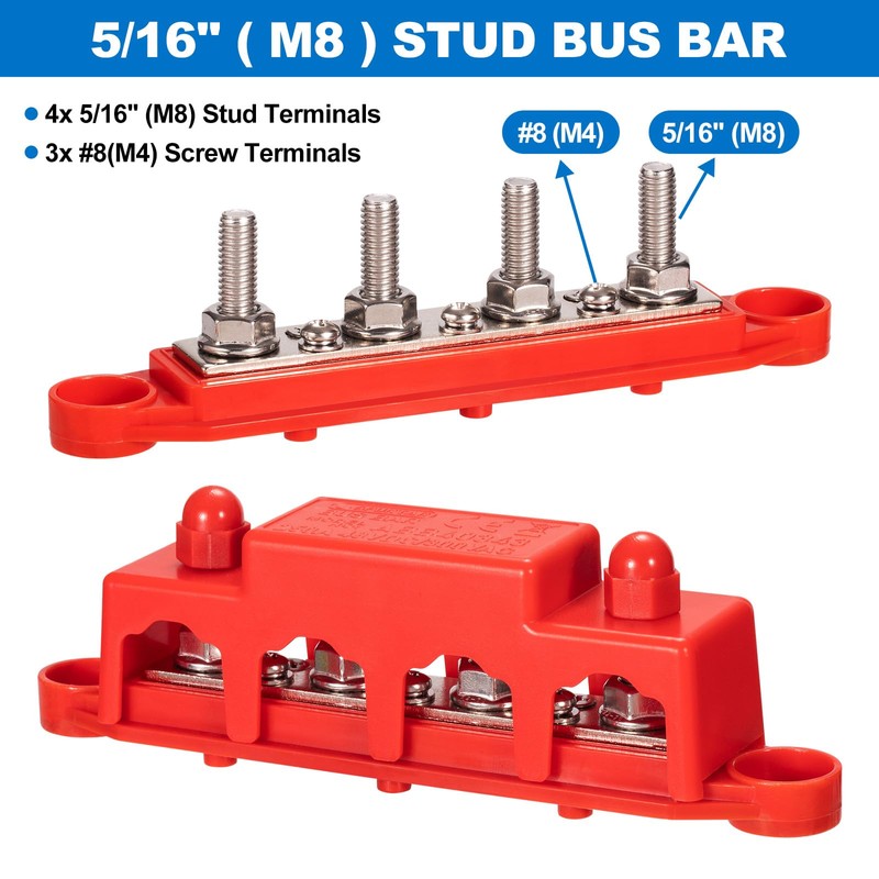 Spurtar 12V Bus Bar 12V Power Distribution Block with 4X