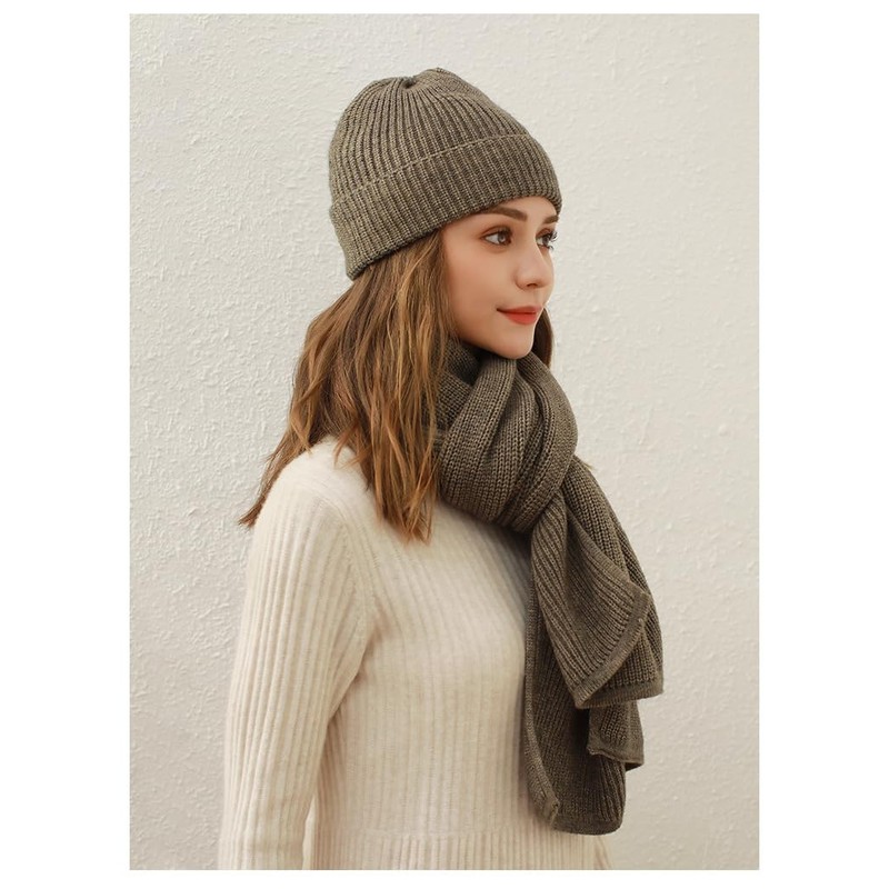 Winmany Women's Winter Knitted Hat Scarf Set Leopard Beanie Hat