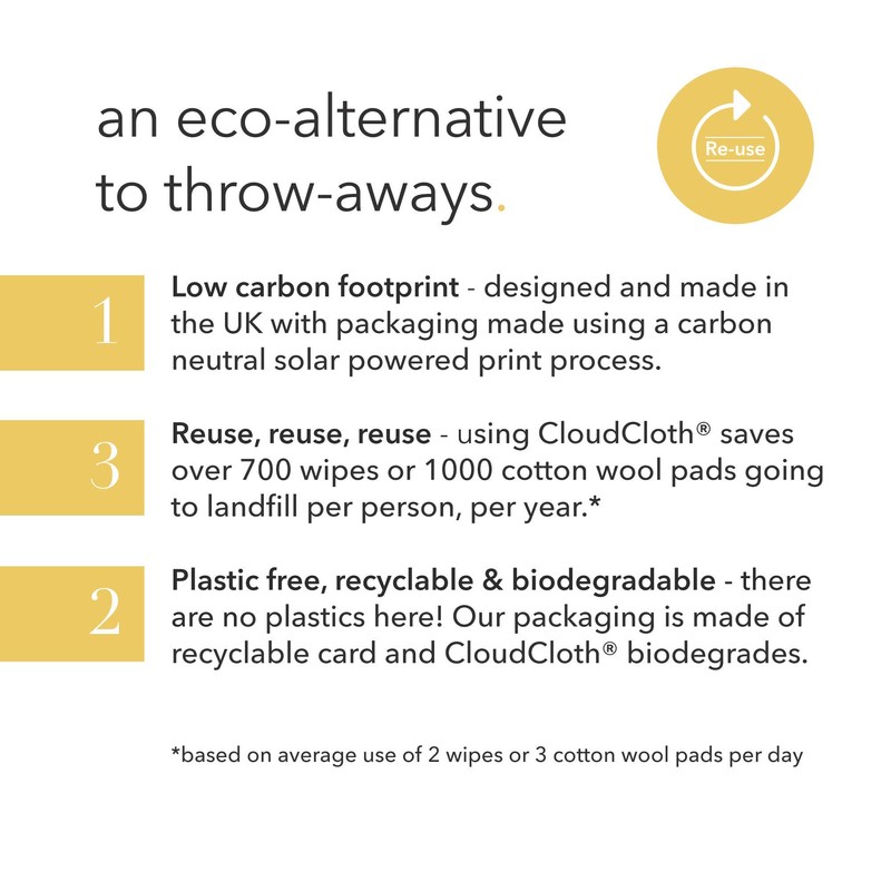 CloudCloth® Soft & Gentle Dual Sided Organic Cotton Face Cloths
