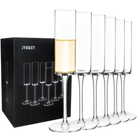 Set of 6 Crystal Champagne Flutes Champagne Glasses Hand Blown Classy Champagne Flutes 100％Lead Free Quality Sparkling Wine Stemware Set Dishwasher Safe 7oz…