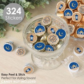Big Dot of Happiness Ramadan - Eid Mubarak Party Small Round Candy Stickers - Party Favor Labels - 324 Count