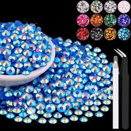 BELLEBOOST 4000PCS 5mm Resin Jelly Rhinestones in Bulk (Dark Blue AB), Bedazzling Flatback Crystals Rhinestones for Crafting DIY Nail Decoration, Gems Diomand Charms for Tumbler Shoes Clothing Fabric