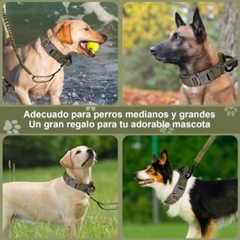Funny toy Collar de Perro Táctico, Juego de Collar y Correa para Perro Collar Táctico Hebilla de Metal Resistente Ajustable para Entrenamiento de Perro Grande Mediano Accesorios para Perro