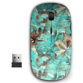 2.4G Ergonomic Portable USB Wireless Mouse for PC, Laptop, Computer, Notebook with Nano Receiver ( Turquoise Exotic Watercolor )