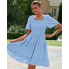 BTFBM Women's Summer Smocked Mini Dress Square Neck Flutter Sleeve