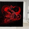 Feelyou Motocross Fabric Shower Curtain Black Red Dirt Bike Rider