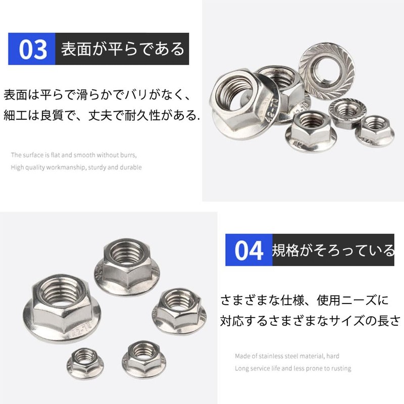 GLOWZEN 50pcs M6 Nuts Serrated Hex Flange Lock Nuts 304