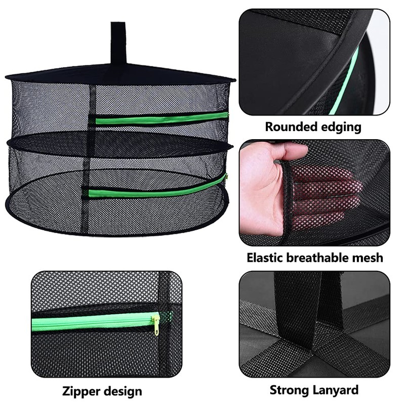 Herb Drying Net with Zip, 2 Layers Herb Dryer Hanging,