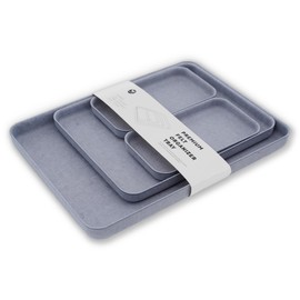 Welaxy EDC Catchall Desk Organizer felt tray stylish nightstand multi tray Entryway Bedside Caddy for Keys Phone Wallet Watch Glasses Pens Office Accessory minimalist living 4-piece (Glacier Gray)