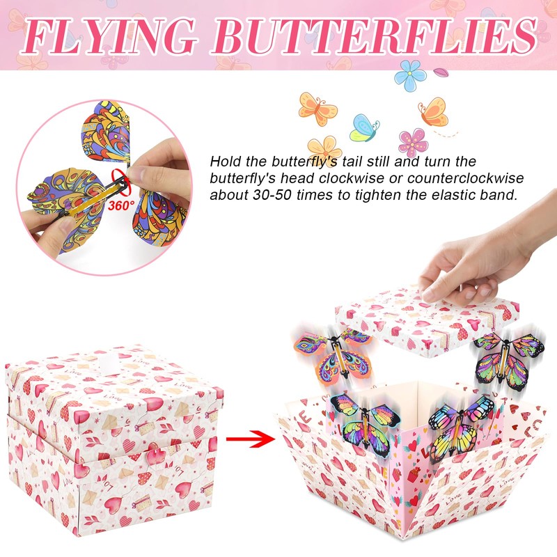 Rierousy Surprise Gift Box, Butterfly, DIY Explosion Box, Small, Explosion