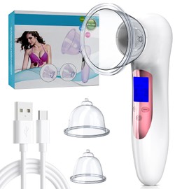 Vacuum Massager, 2 Suction Heads (12 cm/7 cm) for Cupping Massage, ABS Material, USB-C Charging, 3 Modes - to Reduce Cellulite Appearance, Support Healthy Blood Circulation and Skin Tightening