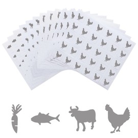 OLYCRAFT 2400pcs 4 Styles Silver Meal Stickers 0.5 Inch Food Choice Sticker Cow/Chicken/Fish/Carrot Wedding Meal Indicator Stickers Kitchen Stickers Meal Stickers for Place Card Wedding Party Supplies