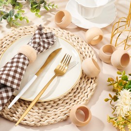 PH PandaHall 10pcs Napkin Rings, Wooden Serviette Holders Round Table Napkins Holders Farmhouse Wood Napkins Rings for Holiday Wedding Dining Room Party Table Decoration