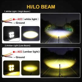 us- Amber+White 2pcs 3'' 120W LED Work Light Cube Pods Offroad Driving Fog Spot Lamp