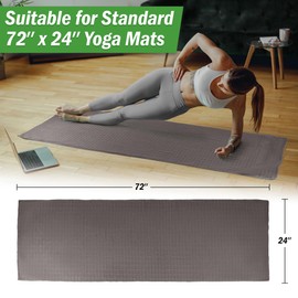 Wakeman Yoga Mat Towel and Gym Towel Set - 2-Piece Non Slip Set for Hot Yoga, Pilates, and Gym - 72” x 24” Sweat Absorbent and Quick Drying Blanket with Corner Pockets for Mats (Gray)