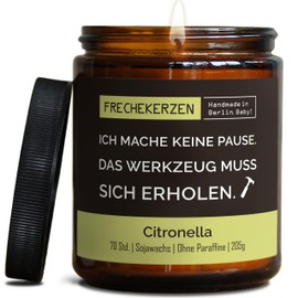 Lustige Citronella Kerze mit Spruch für Handwerker | Handgemacht aus Sojawachs | In Geschenkbox | Nachhaltiges Geschenk | Kleines Geschenk für Klempner Hausmeister Hauswart Dachdecker