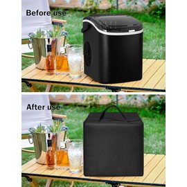 Countertop Ice Maker Cover Heavy Duty Nylon Material Waterproof Dust Cover Case Compatible With Electactic Countertop Self-Cleaning Ice Maker Machine ICE91122 Black 13.8"Dx11"Wx11"H