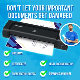 Silvergear® Laminator A4 | Laminator Machine with 5 Laminating Pouches | Quick Warming | Laminator Ideal for Office, School, Photos | Laminating up to A4 | A5 | A6 - Black