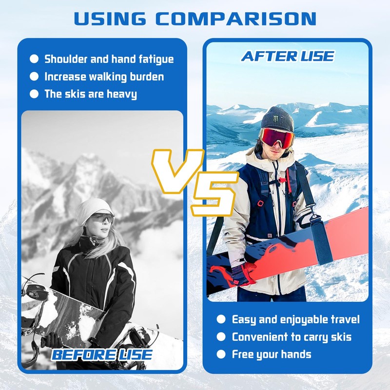 Pack of 2, Ski Carry Strap and Poles, Carry Strap,