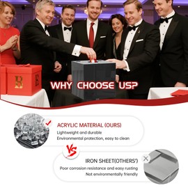 Black Acrylic Lockable Raffle Box with Stand – Large Donation Collection Box with Slot for Voting, Drawings, Fundraisers & Suggestion Cards