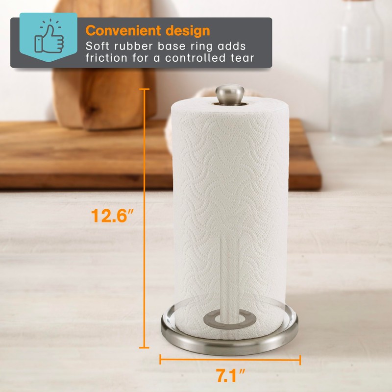 Polder Single-Tear Paper Towel Holder, Kitchen Organization and Storage, Stainless
