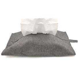 kakaforsa Toilet Paper Holder Reusable Tissue Holder Travel Tissue Holder Wall Hanging Tissue Box Cover Toilet Paper Storage Rectangle Napkin Holder Cloth Tissue Box for Car Office Desk, Gray