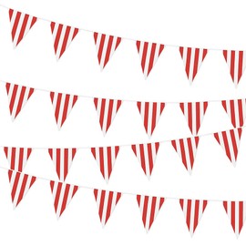100 Feet Pennant party flags Ideal for Both Children and Adults (Red and White Striped)