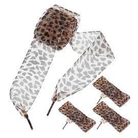 LIFKOME Wide Leopard Shoe Laces for Sneakers 51.18In Animal Print Flat Shoelaces for Men and Women Durable Polyester Laces for Sports and Casual Shoes