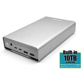 Avolusion PRO-G1 10TB USB 3.2 Gen 2 (10Gbps) USB-C External Hard Drive w/USB HUB for Windows/MacOS (Grey)