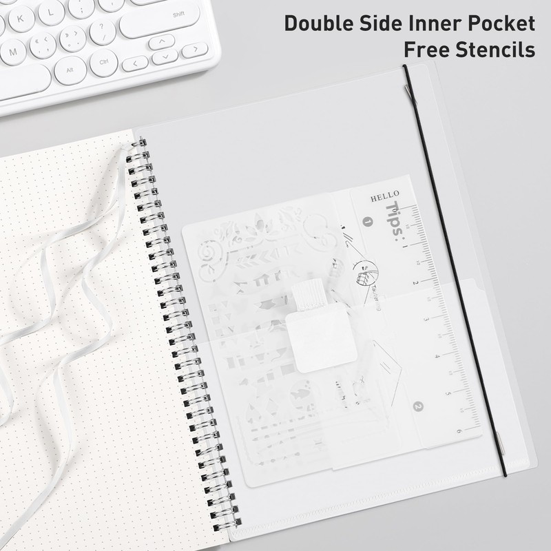 RETTACY Dotted Notebook, A4, Bullet Dot Journal, Lightweight, Pad, for