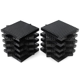 Feleph 18pcs 5" Base Brick 16x16 Black Plate 1/3 with Holes and Pin Pixel Art Painting Classic Blocks Compatible with 65803 3673 Major Plates Brands