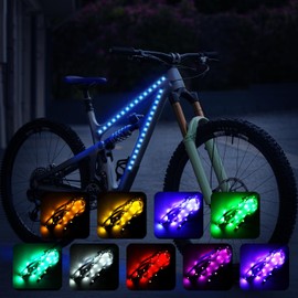 Bike Lights for Night Riding, LED Bicycle Frame Light for Night Riding, Waterproof Strip Light with Battery Box, Bright RGB Decoration Lights for Scooter,Trike,Bike Lighting Accessories