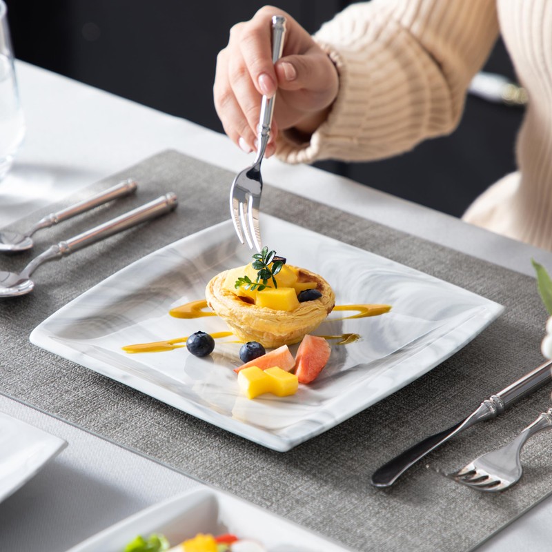 MALACASA Plates and Bowls Sets, 12-Piece Porcelain Dinnerware Sets for