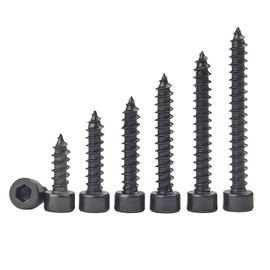 Qrity Pack of 20 Cylindrical Screws with Hexagon Socket, M4 Self-Tapping Screws, Hexagonal Cap Head Tapping Screws M4 x 12 mm Wood Screws