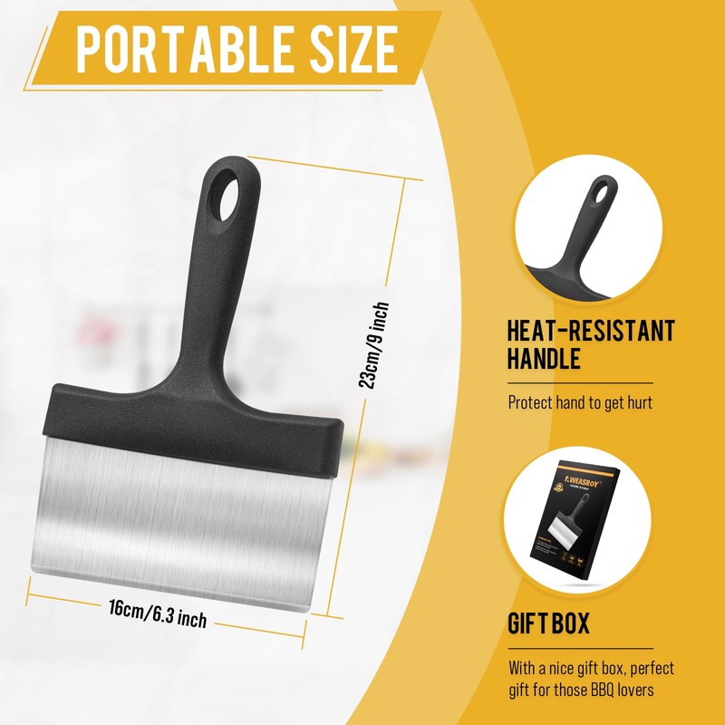 Heavy Duty Grill Scraper Stainless Steel Griddle Scraper with 5"