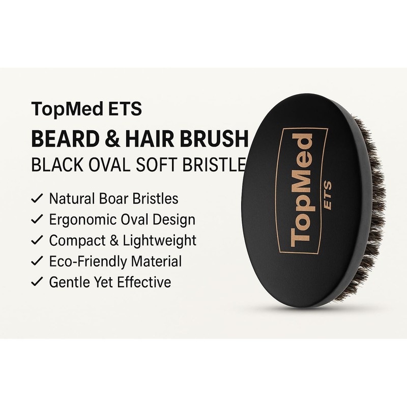 Portable Black Soft Bristle Hair Beard Brush