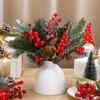 Zeyune 50 Pieces Christmas Floral Picks Christmas Artificial Snowy Red