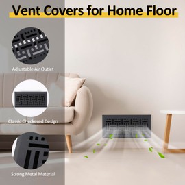 Floor Vent Covers 4x10, 2 Packs Air Floor Vent Covers Heavy Duty Classic Checkered Adjustable Rust Proof Finish Floor Register Vent Cover for Home Floor, Sidewall,Black