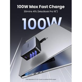 UGREEN UGREEN Nexode 100W USB C Charger Block, 5-Port GaN Charger Laptop Charger Type C Charger Fast Charging Compatible with MacBook Pro/Air, iPhone 16/15, Galaxy S24, iPad Air, Pixel 8, Steam Deck