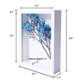 KAPIX Small Shadow Box 4x6 Picture Frame with HD Plexiglass Deep Wood Memory Box Display case for Flowers,Ticket,Memorabilia,Keepsake,Medal,Art and Photos,White