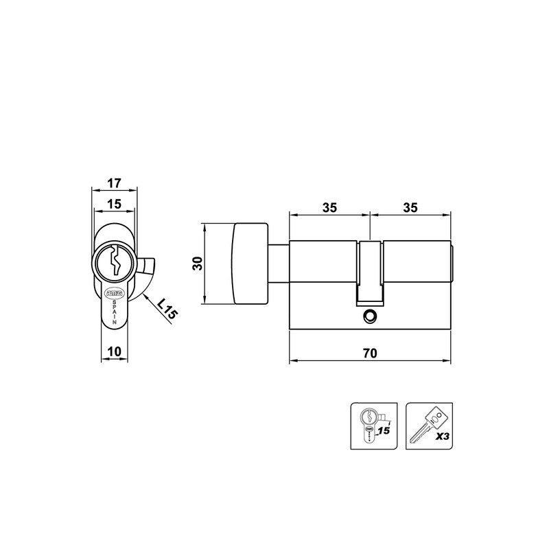 Amig - Security Cylinder with Mule | Door Lock |