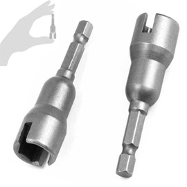 2 Piece Wing Nut Screwdriver Set, Wing Nut Driver, Socket Tool, 1/4 Inch Hex Shank for Panel Nuts, Screws, Eyelet C Hooks & Q Hanger, Steel