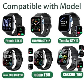 GTX12, T60 Smart Watch Band,Blueshaweu 22mm Breathable Nylon Woven Fabric Replacement Accessory Strap Compatible for Fitpolo, ENOMIR, Tensky GTX12, uaue T60, QXQ T60, QCOQ T60 Smart Watches (2 Pack-B)