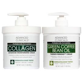 Advanced Clinicals- Crema reafirmante de colágeno + loción corporal anticelulítica con aceite de café verde, hidratante y cuidado de la piel