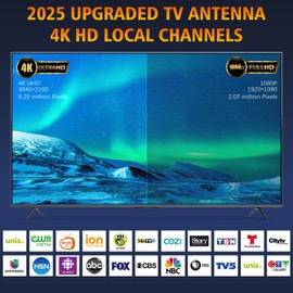 2025 TV Antenna,Digital Antenna 1900+ Miles Range,Antenna for Smart TV with 360° Reception Amplifier Signal Booster,HD Antennas for Local Channels Support 8K 4K 1080p-TV Antenna Indoor 25ft Coax Cable