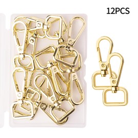 TAIYOU Pack of 12 Golden Swivel Lobster Hooks Rotating Alloy Carabiner Hooks Key Chain Snap Hook Buckles for Production of Handmade Bags Backpacks Crafts Used