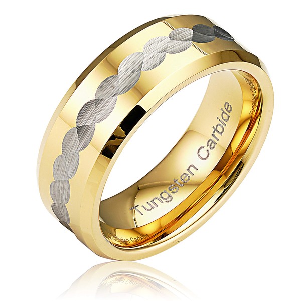 100S JEWELRY Tungsten Rings For Men Wedding Bands Two Tone